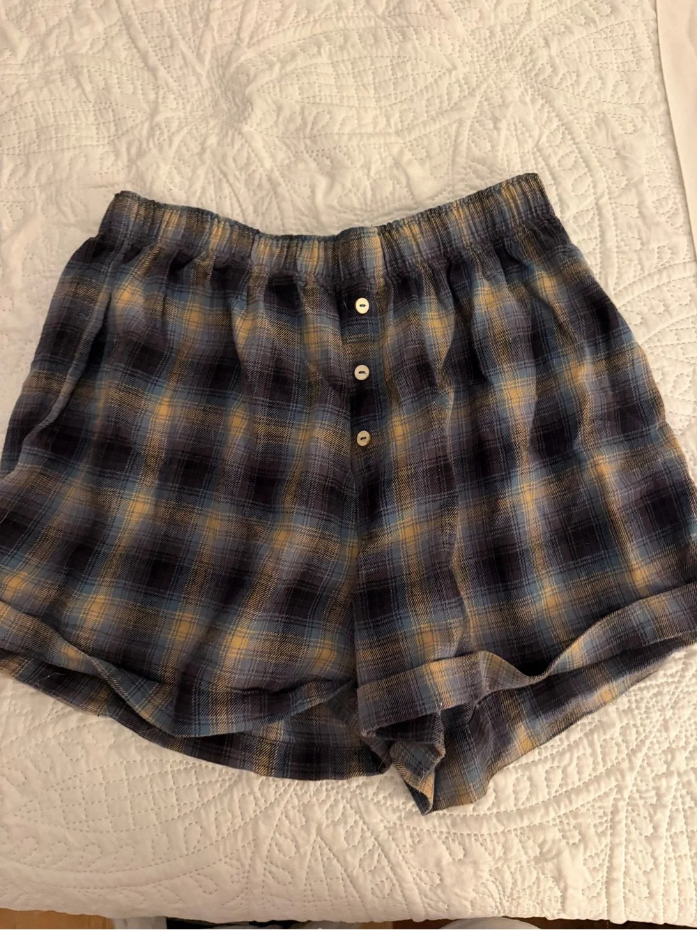 Free People Plaid Button-Front Women's Shorts